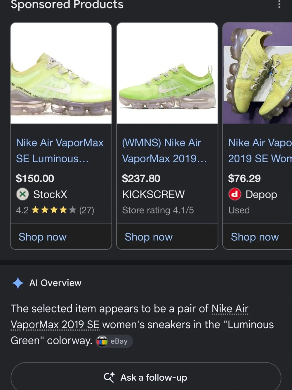 Nike women Yellow and Cream VaporMax Sneakers